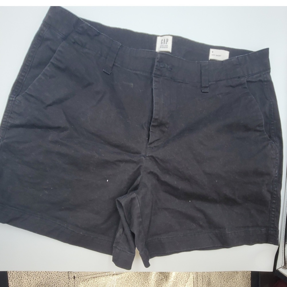 Preppy Gap City Short Womens 8 Black Chino Stretch Mid Rise Casual Summer Shorts